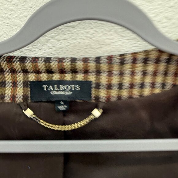 Talbots Plaid Peplum Houndstooth Wool Button Career Business Jacket Womens sz 4 - Picture 2 of 9